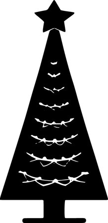 Silhouette of a Christmas tree with a star, vector illustrationのイラスト素材