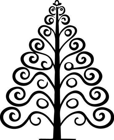 Tree Silhouette Isolated on White Background. Vector Illustrationのイラスト素材