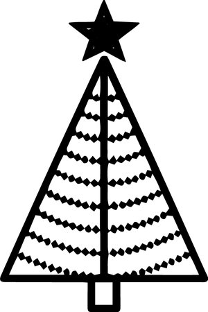 Christmas tree with star isolated on a white background. Vector illustration.のイラスト素材