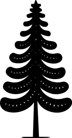 Black Silhouette of a Christmas Tree. Vector Illustration.のイラスト素材