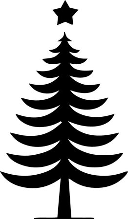 Silhouette of a Christmas tree with star. Vector illustration.のイラスト素材