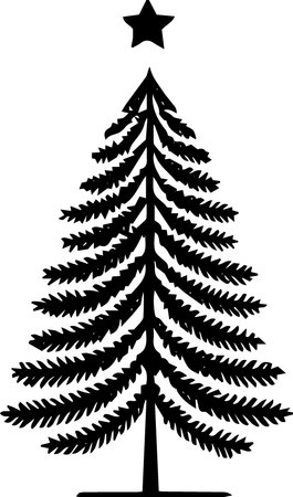 Christmas tree silhouette isolated on white background. Vector illustration. Eps 10.のイラスト素材