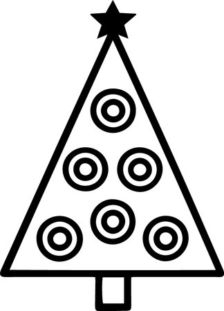 Black line Christmas tree icon isolated on white background. Vector Illustrationのイラスト素材