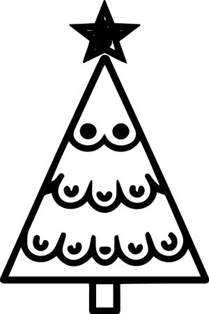 Christmas tree icon isolated on white background. Happy New Year. Vector illustrationのイラスト素材