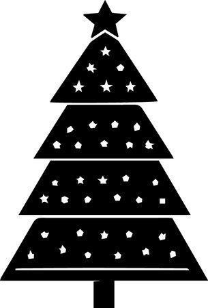 Black christmas tree icon isolated on white background. Vector illustration.のイラスト素材