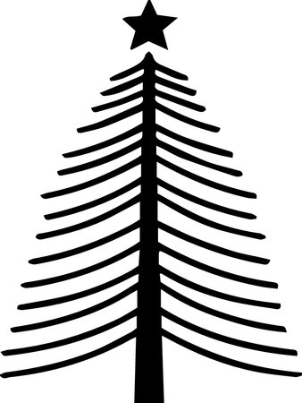 Christmas tree silhouette on white background. Vector illustration. Eps 10.のイラスト素材