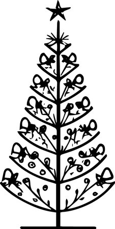 Christmas tree with snowflakes.Vector illustration ready for vinyl cutting.のイラスト素材