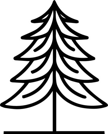 Black line Christmas tree icon isolated on white background. Vector Illustrationのイラスト素材