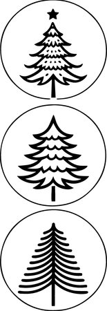 Pine Tree Silhouette. Vector Illustration Isolated On White Backgroundのイラスト素材