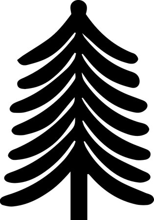 Black Silhouette of a Christmas tree icon isolated on white backgroundのイラスト素材