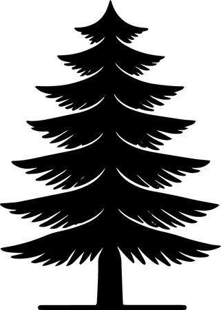 Silhouette of a Christmas tree on a white background. Vector illustrationのイラスト素材