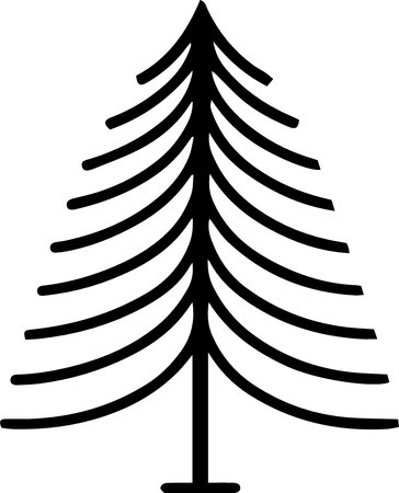 Black line Christmas tree icon isolated on white background. Vector Illustrationのイラスト素材