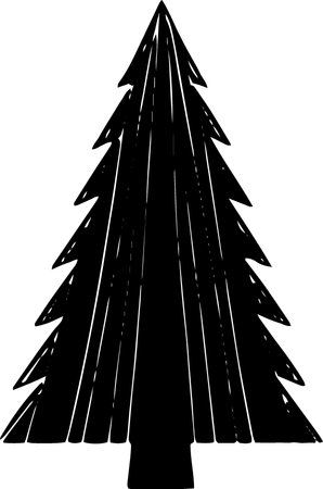 Black silhouette of a coniferous tree on a white background.のイラスト素材