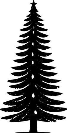 Black Silhouette of a Christmas Tree. Vector Illustration.のイラスト素材