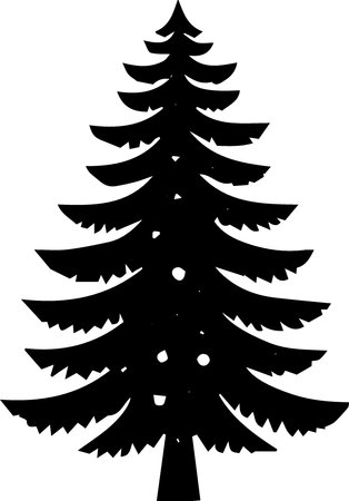 Silhouette of a Christmas tree on a white background. Vector illustrationのイラスト素材