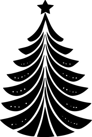 Christmas tree with star. Vector illustration isolated on a white background.のイラスト素材