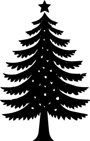 Silhouette of a fir tree with a star in the centerのイラスト素材