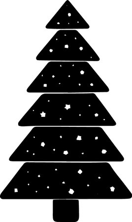 Black silhouette of a Christmas tree on a white background. Vector illustrationのイラスト素材