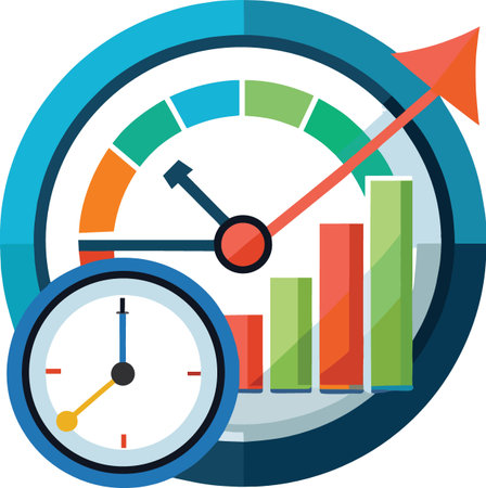 Colorful gauge and graph illustration isolated on white backgroundのイラスト素材