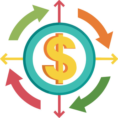 Dollar sign surrounded by arrows in circular motion isolated on white backgroundのイラスト素材