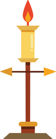 A colorful illustration of a candle on a stand with arrowsのイラスト素材