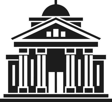 Black and white illustration of a classical building with columns isolated on white backgroundのイラスト素材