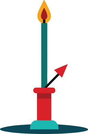 Colorful illustration of a candle with a red arrow through it isolated on white backgroundのイラスト素材