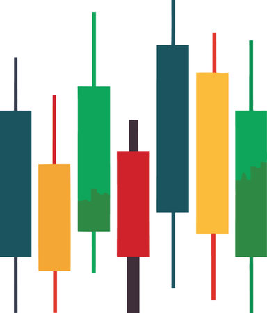 Colorful stock market candlestick chart isolated on white backgroundのイラスト素材