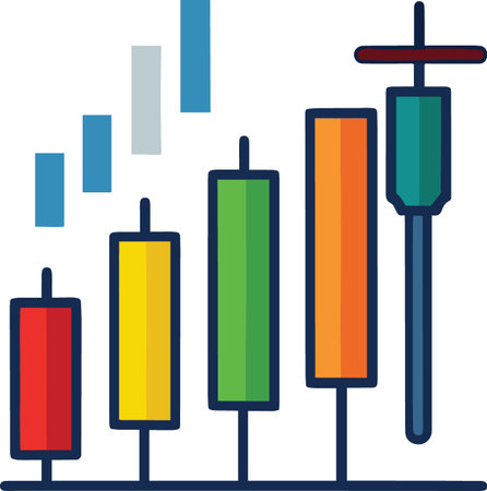 Colorful stock market candlestick chart isolated on white backgroundのイラスト素材