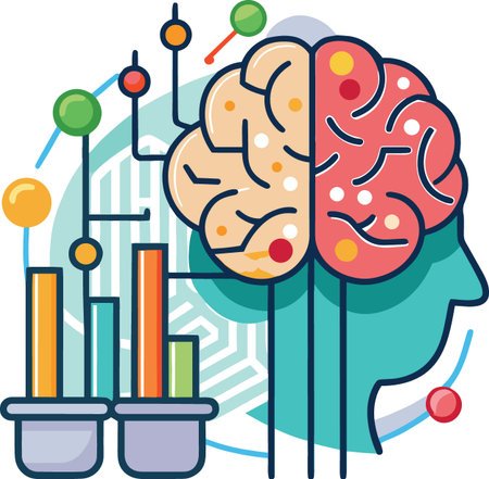 The synergy of human intelligence and artificial intelligence represented visually with a brain...