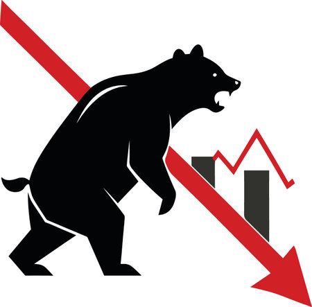 Bear market illustrated with a black bear silhouette and declining financial graph