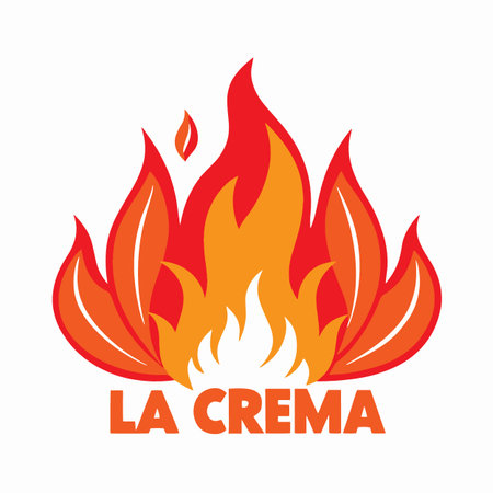 a vibrant illustration depicting stylized flames in shades of red and orange with the text la crema displayed belowのイラスト素材