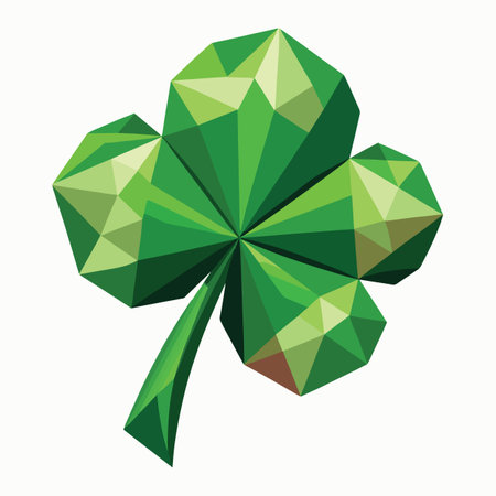 a vibrant green clover illustration showcases a polygonal low poly design style perfect for a lucky...