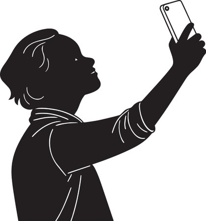 Person Taking Selfie Silhouette Vectorのイラスト素材