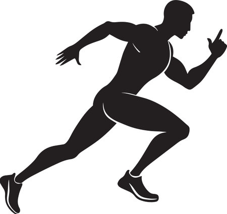 Man Sprinting Full Speed Silhouette Vector