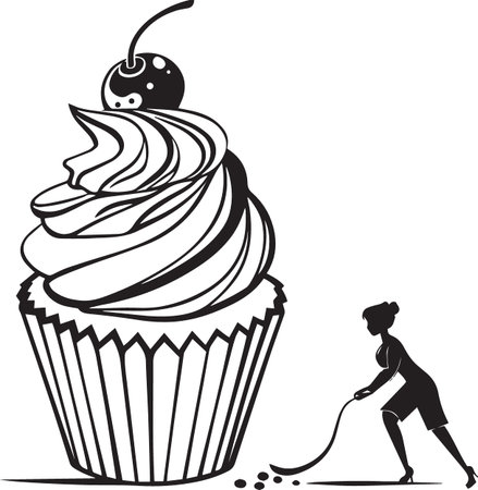 Cupcake with Runner Woman Silhouette Vector
