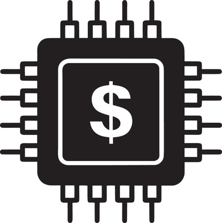 Dollar Sign Microchip Technology Finance Silhouette Vector