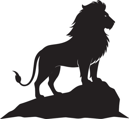 Lion Standing Majestic Power Silhouette Vector