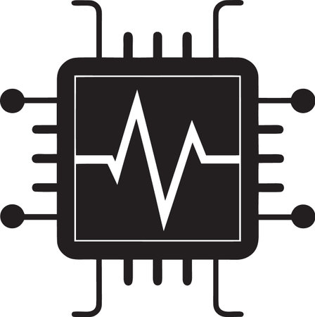 Microprocessor Chip Heartbeat Pulse Technology Vector