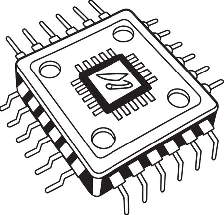Detailed Microprocessor Chip Technology Silhouette