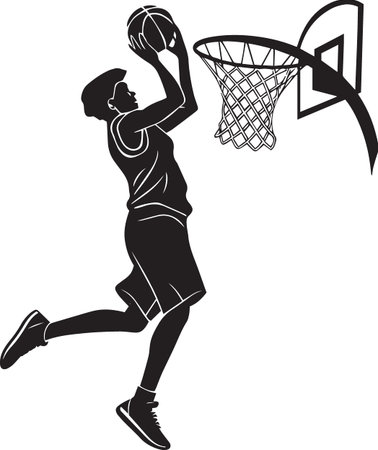 Basketball Player Shooting at Hoop Silhouette