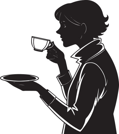 Man Drinking Wine Silhouette Portraitのイラスト素材