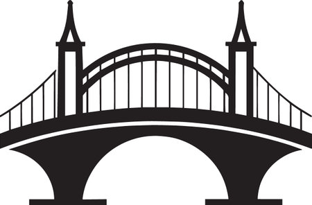Stone Arch Bridge with Multiple Arches Silhouette
