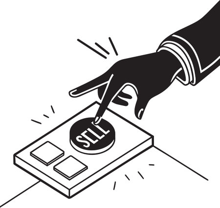 Hand Pressing Sell Button Trading Action Silhouette