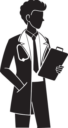 Black and white vector illustration of a professional businesswoman in suit with clipboard, perfect for corporate and business designsのイラスト素材
