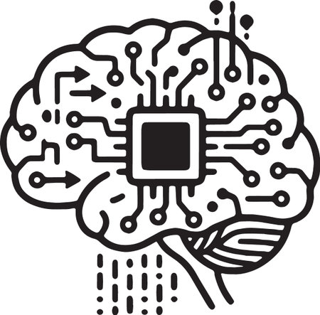 Machine Learning Brain Circuit Processor AI Icon