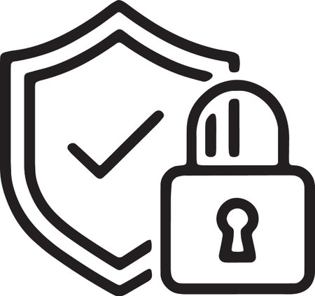 Shield Lock Security Protection Line Iconのイラスト素材