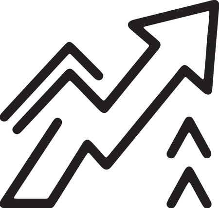 Large upward arrow with smaller indicators showing strong market momentum