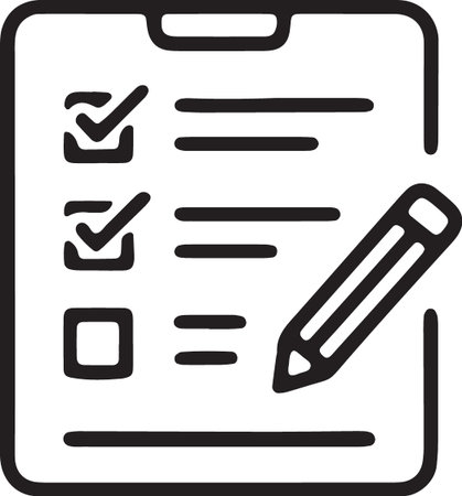 Business checklist on clipboard with pencil for project management tasks