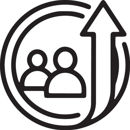 User growth and audience reach expansion line icon